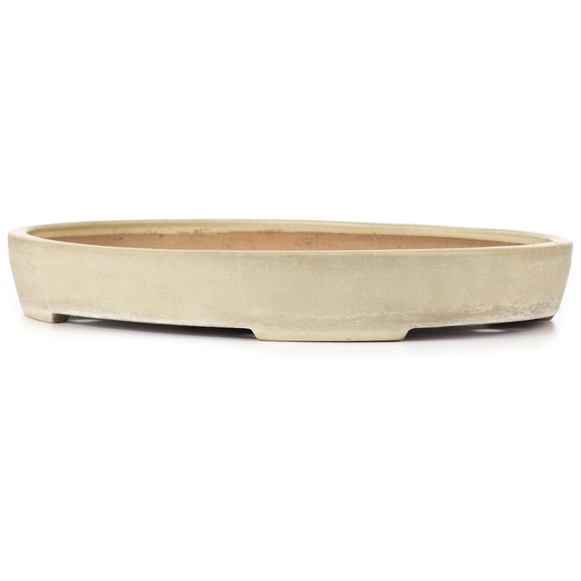 Maceta de bonsái ovalada beige de Yamafusa - 405 x 310 x 55 mm