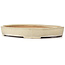 Oval beige bonsai pot by Yamafusa - 405 x 310 x 55 mm