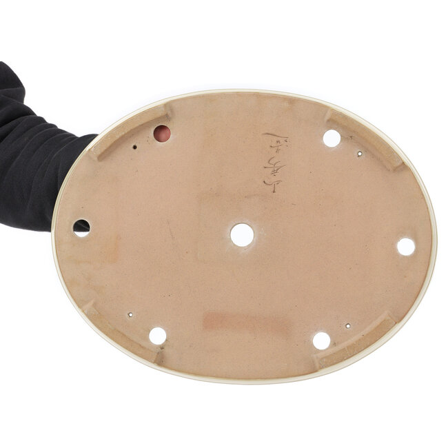 Oval beige bonsai pot by Yamafusa - 410 x 315 x 55 mm