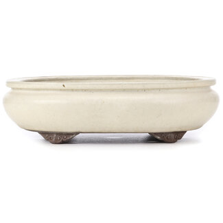 Yamaaki 340 mm oval beige bonsai pot by Yamaaki, Tokoname, Japan