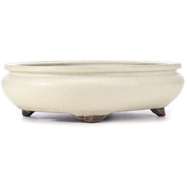 Ovale beige bonsaipot van Yamaaki - 340 x 280 x 100 mm