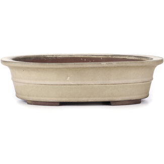 Yamaaki 375 mm oval beige bonsai pot by Yamaaki, Tokoname, Japan