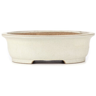 Yamafusa - Takehiko Koie 345 mm oval beige bonsai pot by Yamafusa, Tokoname, Japan