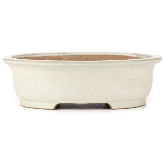 Oval beige bonsai pot by Yamafusa - 345 x 280 x 100 mm