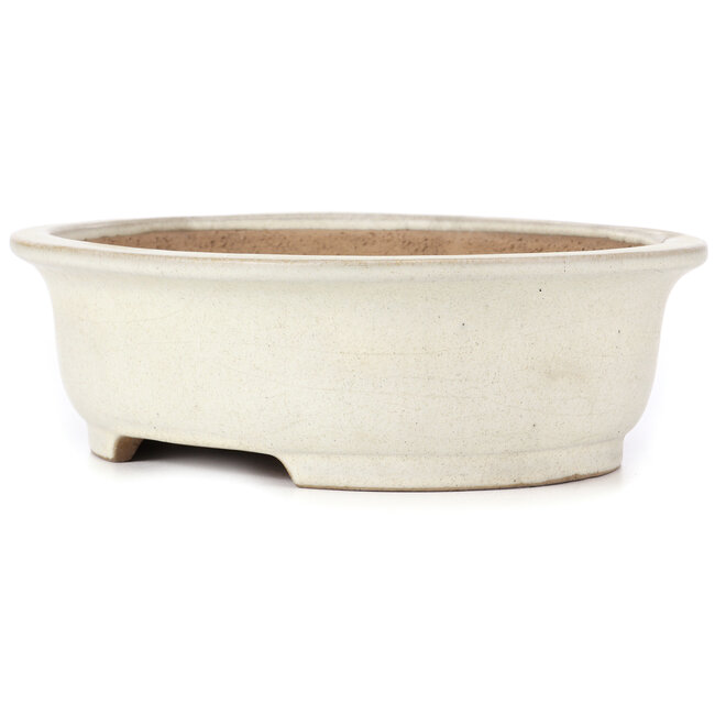 Ovale beige bonsai pot van Yamafusa - 345 x 280 x 100 mm