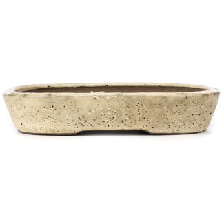 Shuuhou (Hidemi Kataoka) 360 mm oval beige bonsai pot by Shuhou, Tokoname, Japan