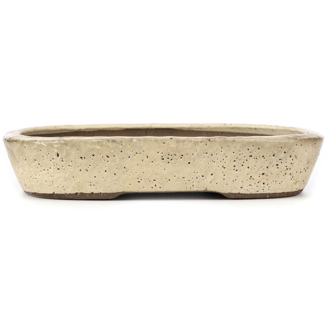 Pot à bonsaï ovale beige par Shuhou - 360 x 270 x 65 mm
