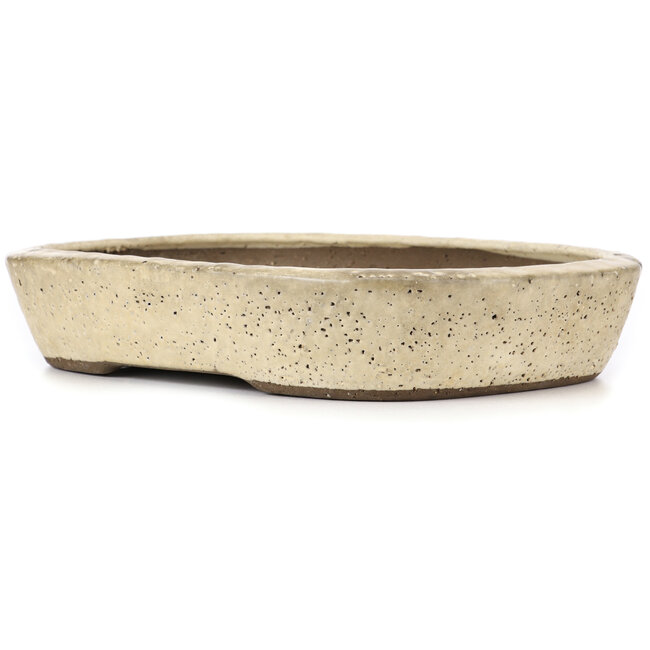 Pot à bonsaï ovale beige par Shuhou - 360 x 270 x 65 mm