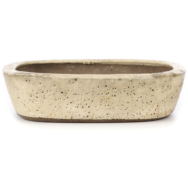 Pot à bonsaï ovale beige par Shuhou - 360 x 270 x 65 mm