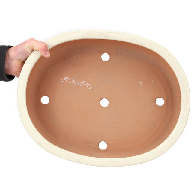 Pot à bonsaï ovale beige par Itouen - 410 x 325 x 85 mm