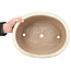 Oval beige bonsai pot by Yamafusa - 345 x 280 x 100 mm