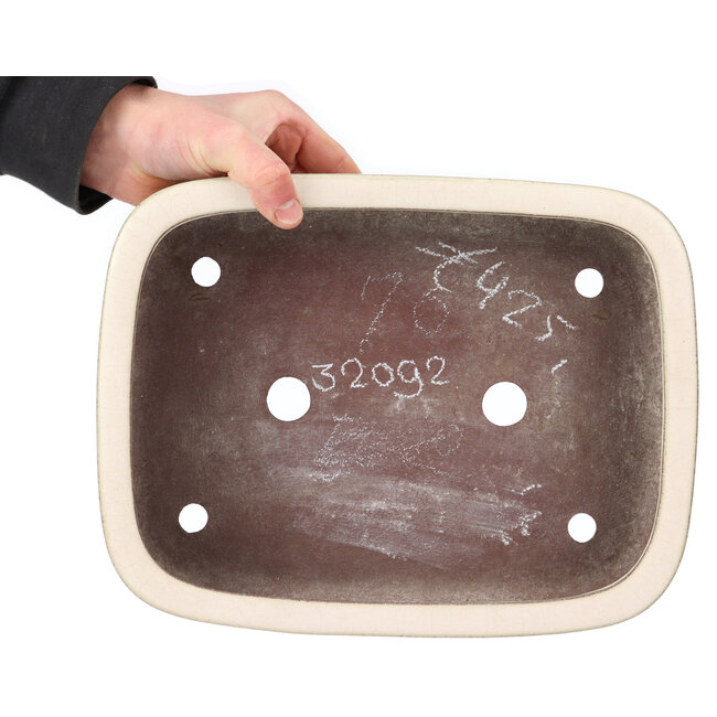 Rectangular beige bonsai pot by Yamaaki - 320 x 245 x 85 mm