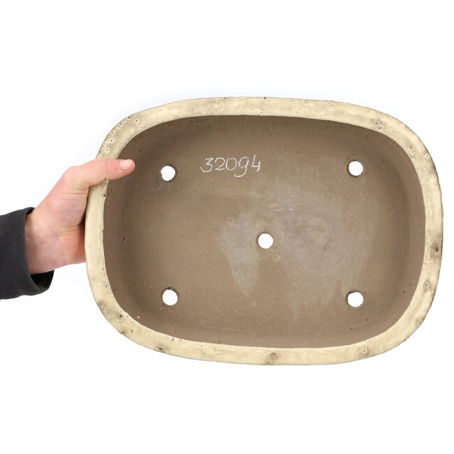 Pot à bonsaï ovale beige par Shuhou - 360 x 270 x 65 mm