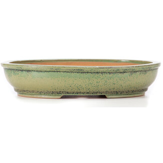 Ito(u)en 255 mm oval green bonsai pot by Itouen, Japan