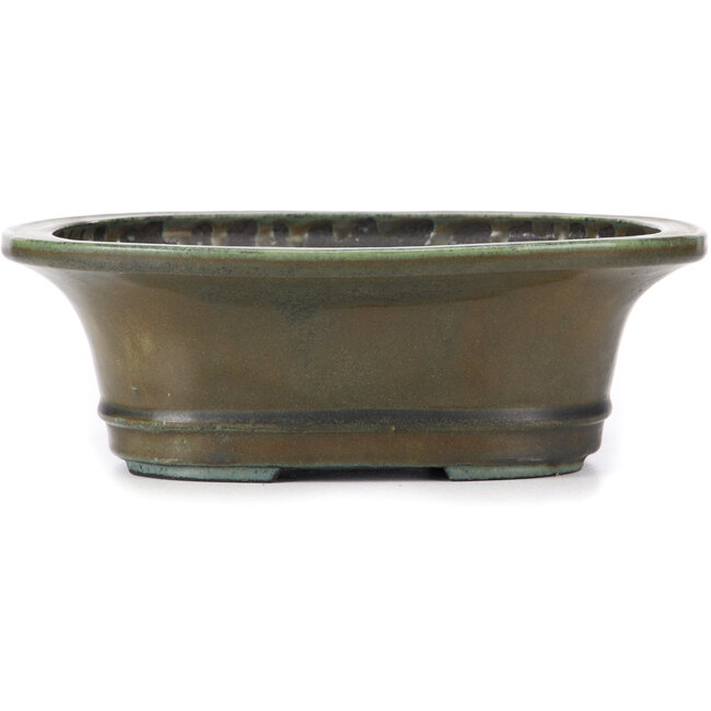 Ovale groene bonsai pot van Koyou - 300 x 241 x 100 mm