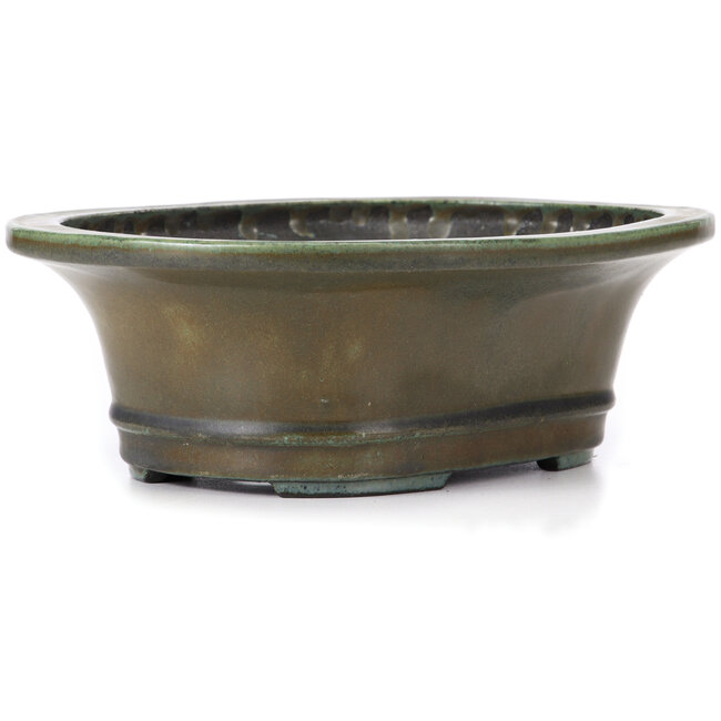 Pot à bonsaï ovale vert par Koyou - 300 x 241 x 100 mm