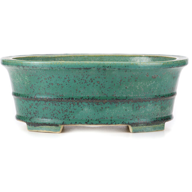 Oval green bonsai pot by Koyou - 310 x 243 x 113 mm