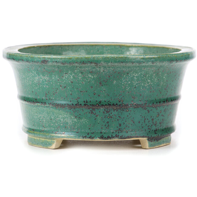 Pot à bonsaï vert ovale par Koyou - 310 x 243 x 113 mm