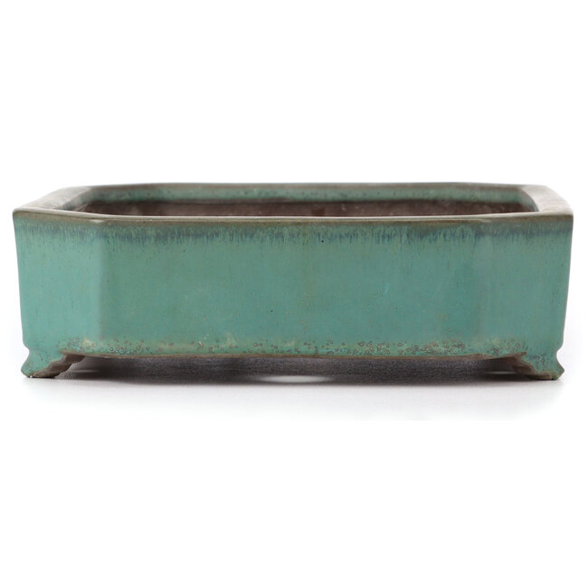 Pot à bonsaï rectangulaire turquoise par Yamaaki - 350 x 260 x 75 mm