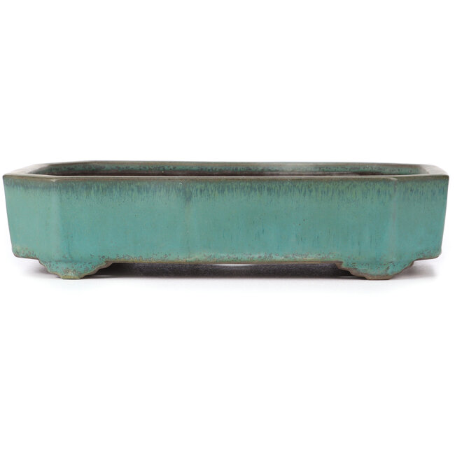 Vaso bonsai turchese rettangolare di Yamaaki - 350 x 260 x 75 mm