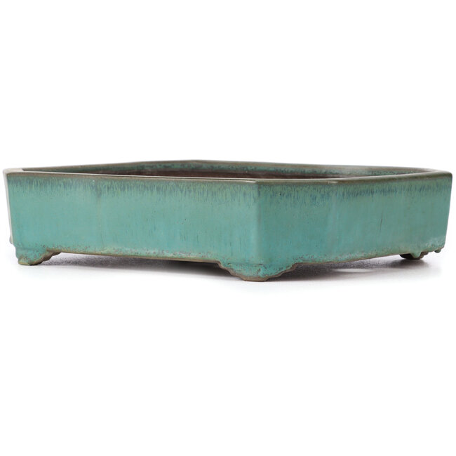 Vaso bonsai turchese rettangolare di Yamaaki - 350 x 260 x 75 mm