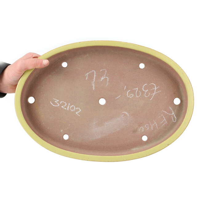 Maceta de bonsái amarilla ovalada de Reiho - 405 x 275 x 43 mm