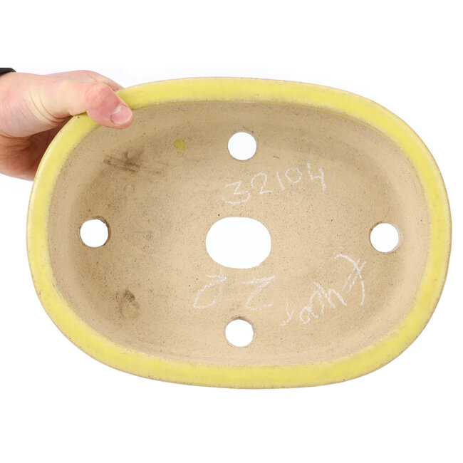 Oval yellow bonsai pot - 290 x 215 x 83 mm