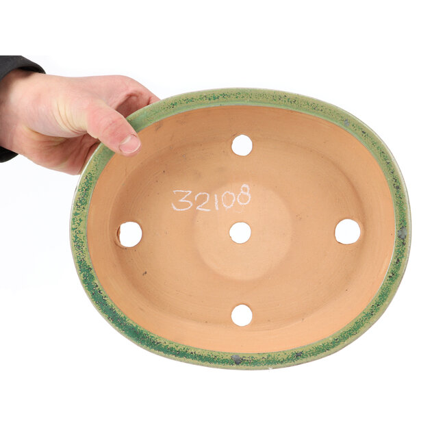 Maceta de bonsái verde ovalada de Itouen - 255 x 210 x 50 mm