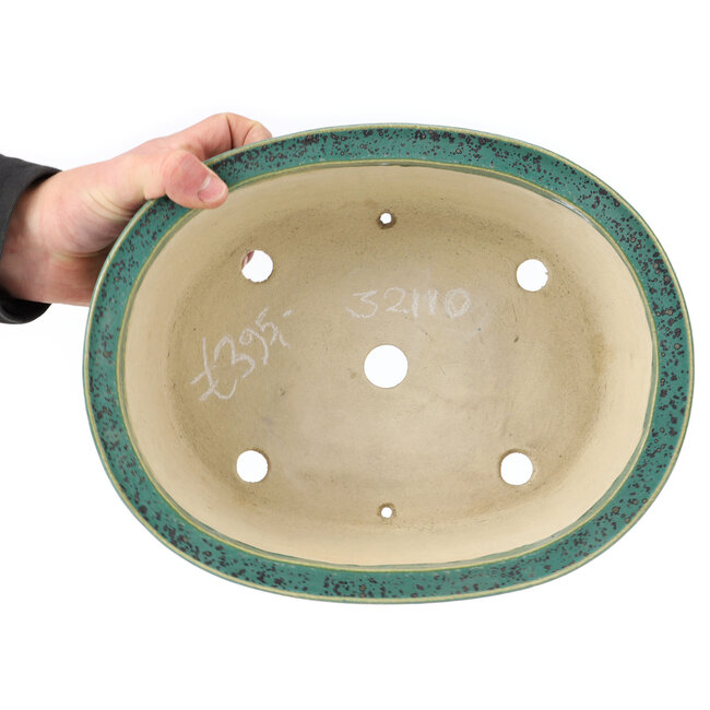 Vaso bonsai ovale verde di Koyou - 310 x 243 x 113 mm