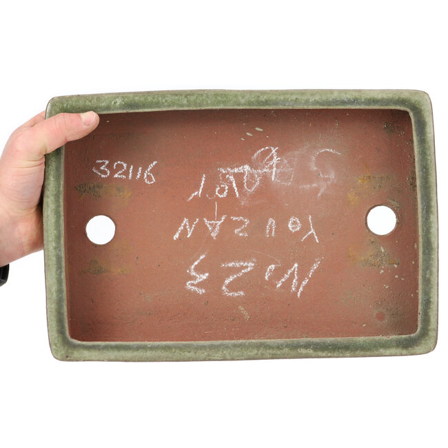 Rectangular green bonsai pot by Yozan - 313 x 215 x 50 mm