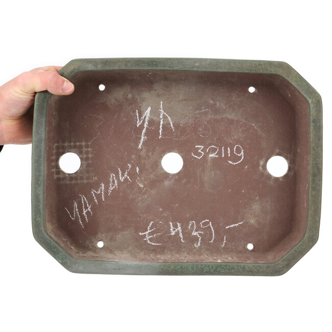 Rectangular turquoise bonsai pot by Yamaaki - 350 x 260 x 75 mm