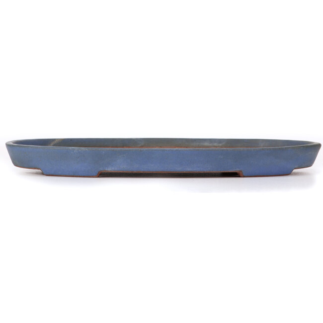 Oval blue bonsai pot by Reiho - 367 x 240 x 32 mm
