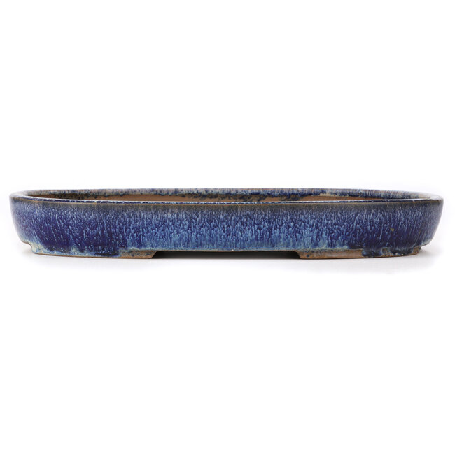 Pot à bonsaï ovale bleu par Shuhou - 475 x 350 x 65 mm