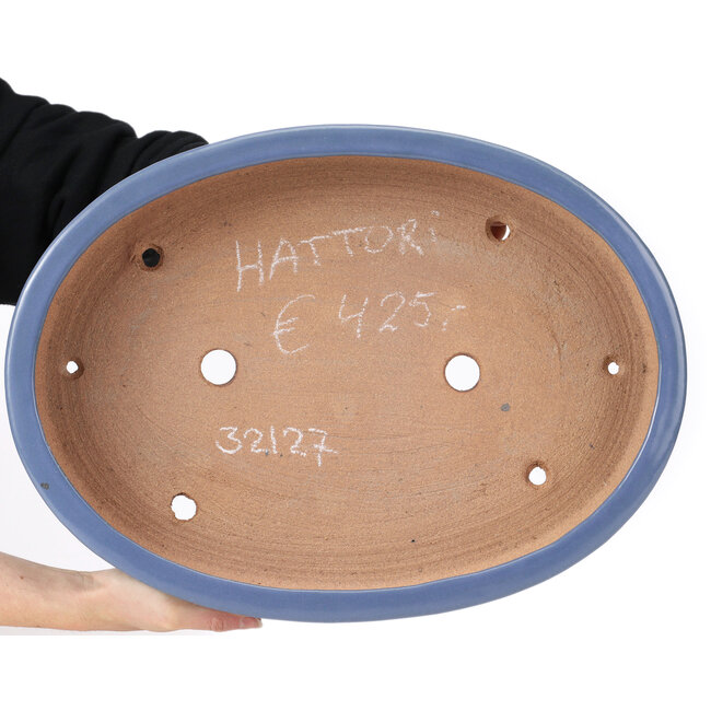 Maceta de bonsái azul ovalada de Hattori - 440 x 320 x 75 mm