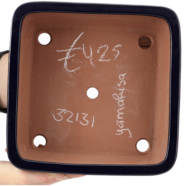 Square blue bonsai pot by Yamafusa - 240 x 240 x 90 mm