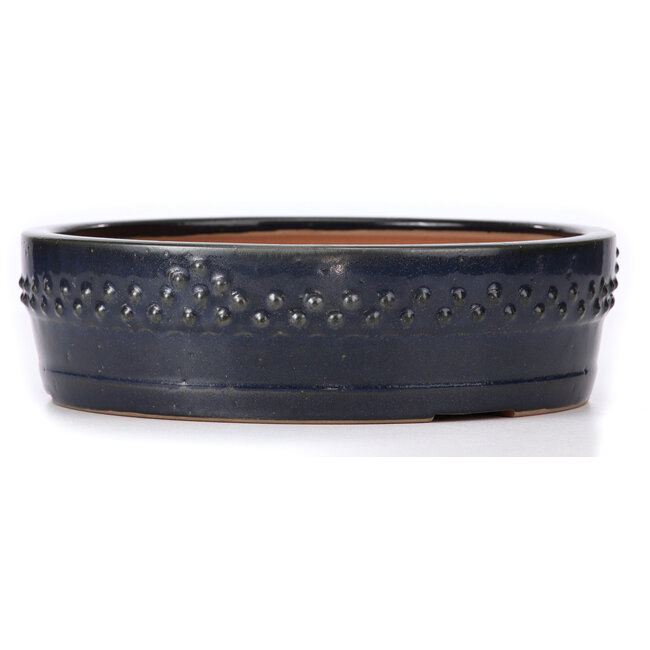 Round blue bonsai pot by Ikkou - 263 x 263 x 75 mm