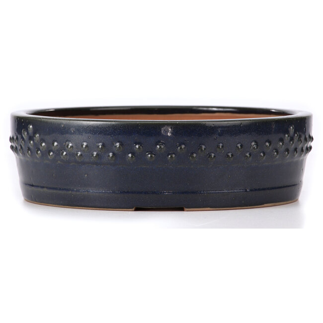 Round blue bonsai pot by Ikkou - 263 x 263 x 75 mm