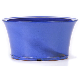 Ito(u)en 225 mm round blue bonsai pot by Itouen, Japan