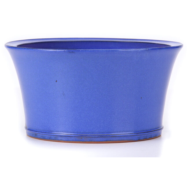 Round blue bonsai pot by Itouen - 225 x 225 x 118 mm