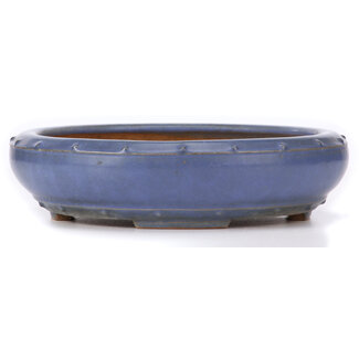 Ikkou - Watanabe Kazuhiro 渡辺一弘 280 mm round blue bonsai pot by Ikkou, Tokoname, Japan