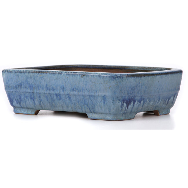 Pot à bonsaï rectangulaire bleu par Ikkou - 292 x 225 x 82 mm