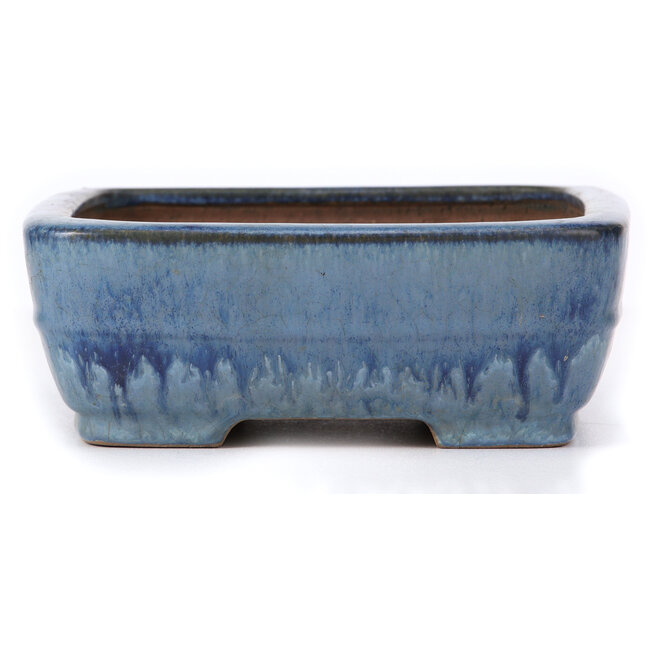 Rectangular blue bonsai pot by Ikkou - 292 x 225 x 82 mm