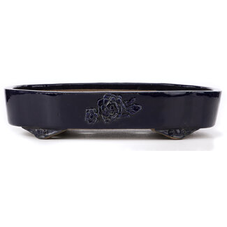 Shuuhou (Hidemi Kataoka) 420 mm rectangular blue bonsai pot by Shuhou, Tokoname, Japan