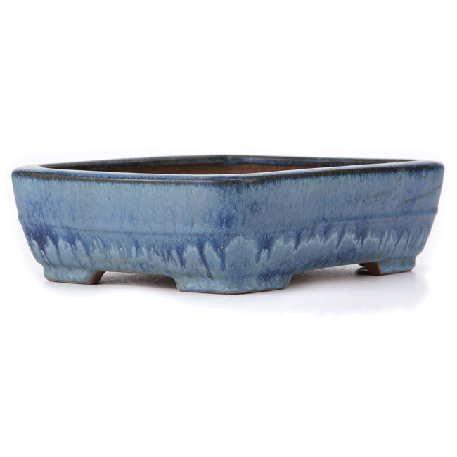Rectangular blue bonsai pot by Ikkou - 292 x 225 x 82 mm