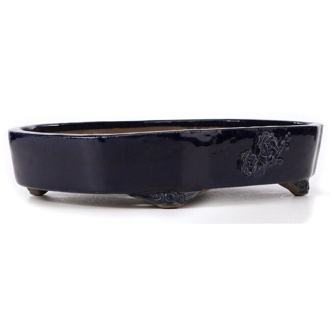 Rectangular blue bonsai pot by Shuhou - 420 x 315 x 90 mm