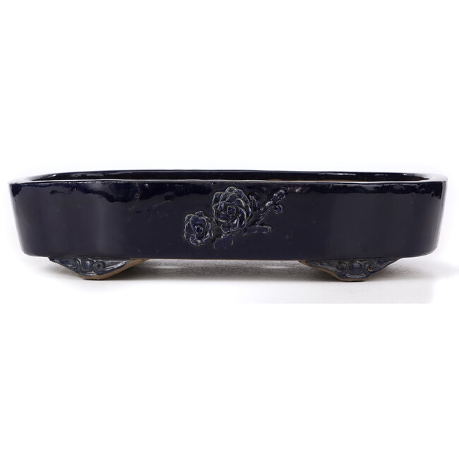 Pot à bonsaï rectangulaire bleu par Shuhou - 420 x 315 x 90 mm