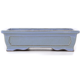 Yamaaki 315 mm rectangular blue bonsai pot by Yamaaki, Tokoname, Japan