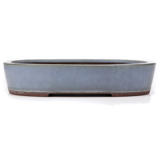 Oval blue bonsai pot by Yamaaki - 363 x 290 x 73 mm