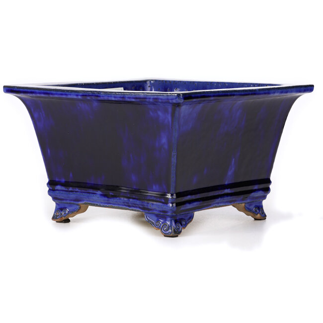 Square blue bonsai pot - 315 x 315 x 192 mm