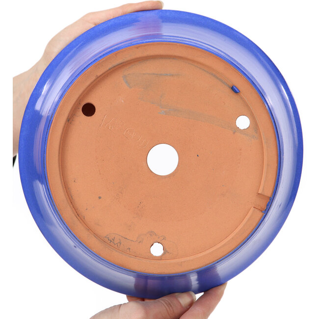 Runde blaue Bonsaischale von Itouen - 225 x 225 x 118 mm